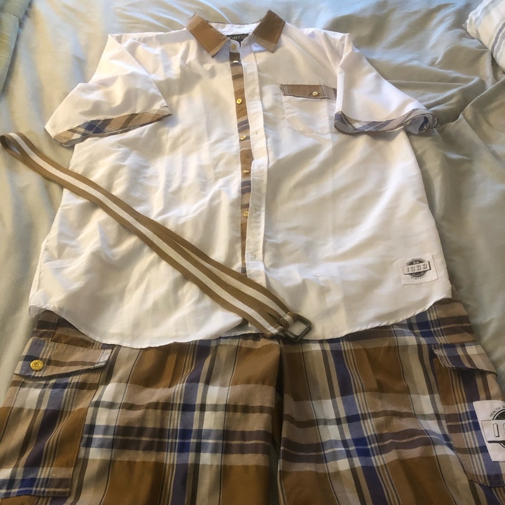 Red Ape shirt and cargo shirt set with belt.